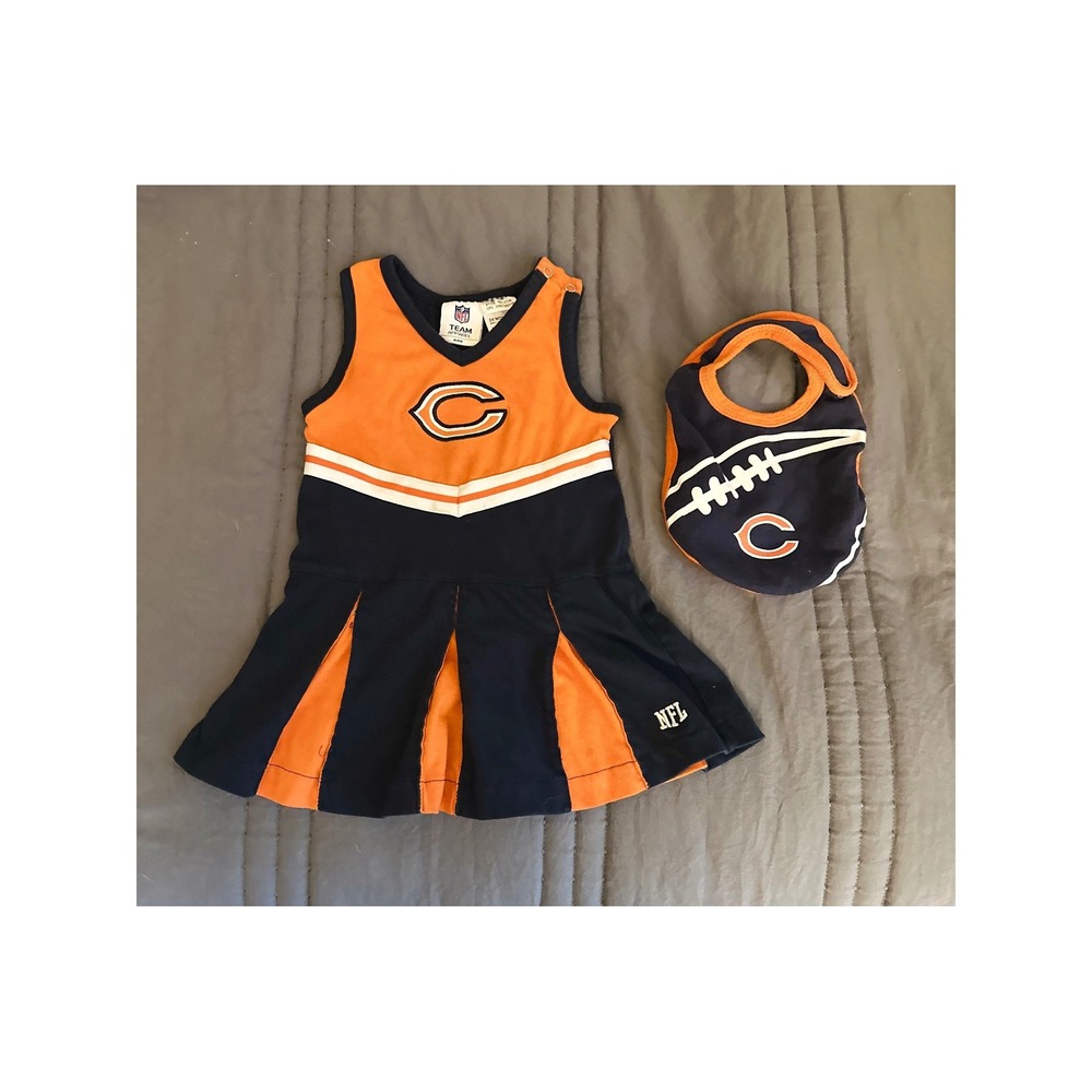 NFL Team Apparel Chicago Bears Cheerleader Dress/BIB Set Size 24M Navy/Orange